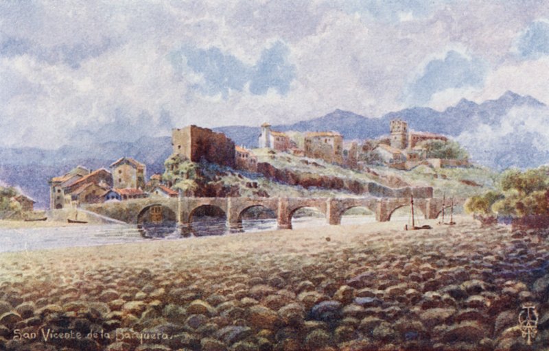 Észak-Spanyolország: San Vicente de la Barquera (litho színes) alkotó: Edgar T. A. Wigram