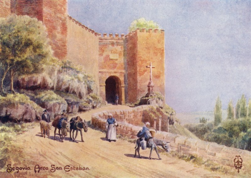 Észak-Spanyolország: Segovia, Arco San Esteban (színes litho) alkotó: Edgar T. A. Wigram