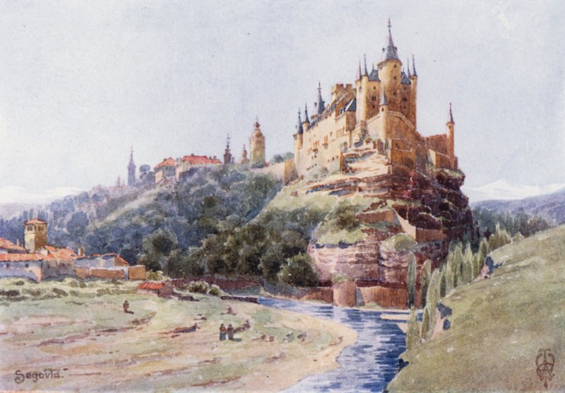Észak-Spanyolország: Segovia, The Alcazar (színes litho) alkotó: Edgar T. A. Wigram