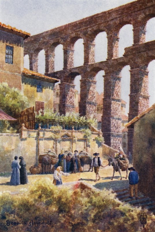Észak-Spanyolország: Segovia, The Aqueduct (színes litho) alkotó: Edgar T. A. Wigram