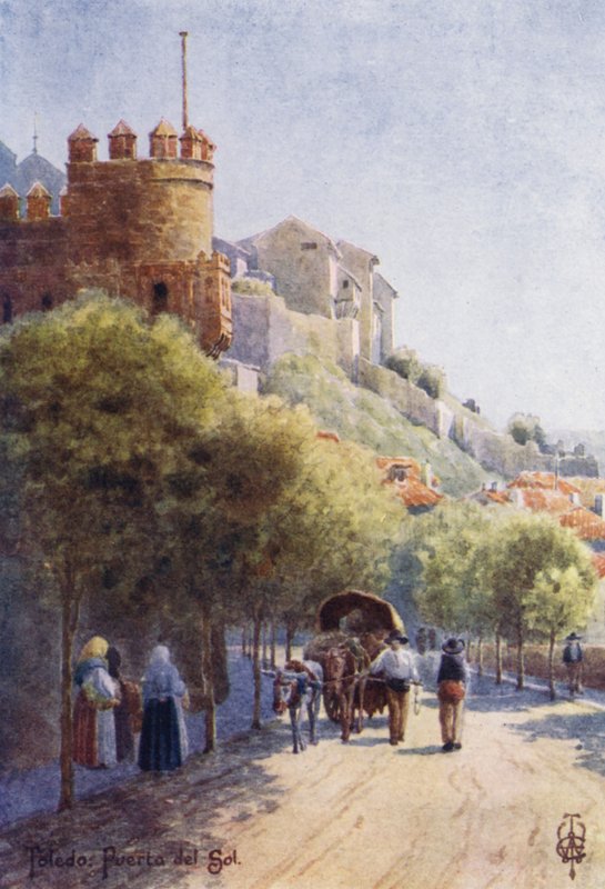 Észak-Spanyolország: Toledo, Puerta del Sol (színes litho) alkotó: Edgar T. A. Wigram