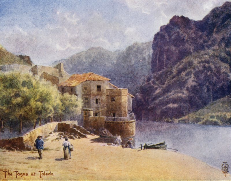Észak-Spanyolország: Toledo, A Tejo-szurdok (színes litho) alkotó: Edgar T. A. Wigram