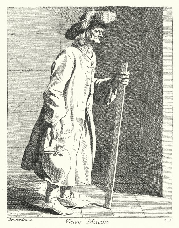 Öreg kőműves (metszet) alkotó: Edmé (after) Bouchardon