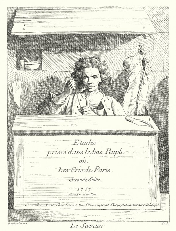 A Cobbler (metszet) alkotó: Edmé (after) Bouchardon