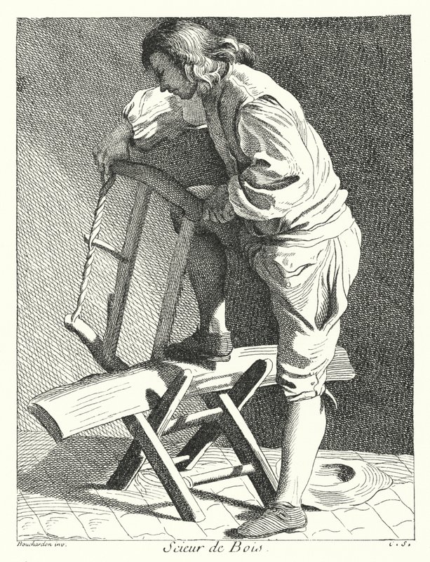 Fafűrészgép (metszet) alkotó: Edmé (after) Bouchardon