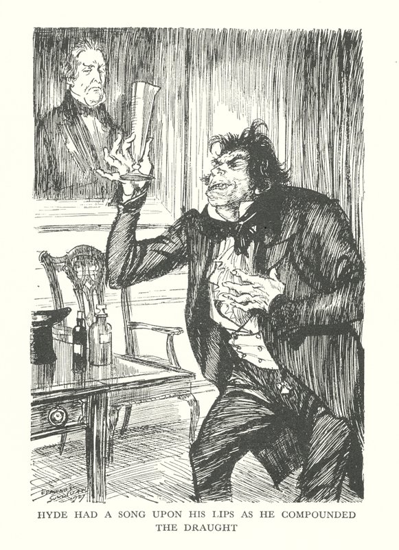 Illusztráció R. L. Stevenson The Strange Case of Dr. Jekyll  Mr. Hyde című könyvéhez (litográfia) alkotó: Edmund Joseph (after) Sullivan
