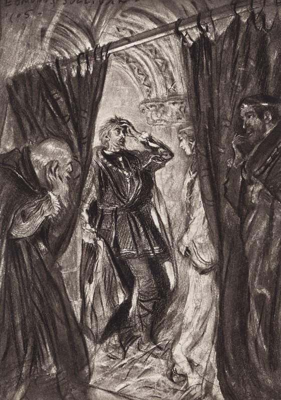 William Shakespeare: Hamlet, Dánia hercege tragédiája, III. felvonás, 1. jelenet (litográfia) alkotó: Edmund Joseph (after) Sullivan