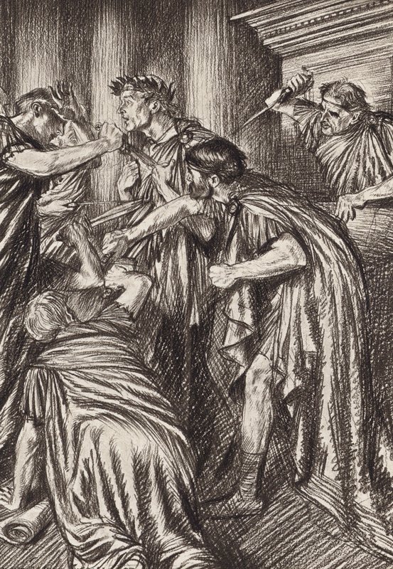 William Shakespeare: Cézár tragédiája, III. felvonás, 1. jelenet (litográfia) alkotó: Edmund Joseph (after) Sullivan