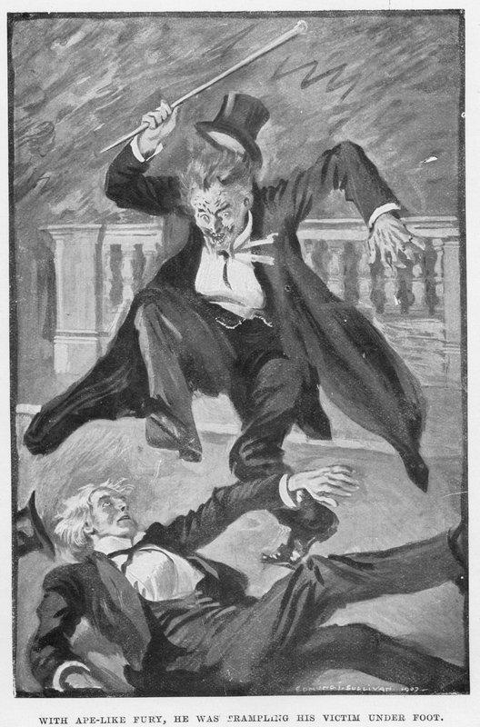 Illusztráció Dr. Jekyll és Mr Hyde számára, RL Stevenson alkotó: Edmund Joseph Sullivan