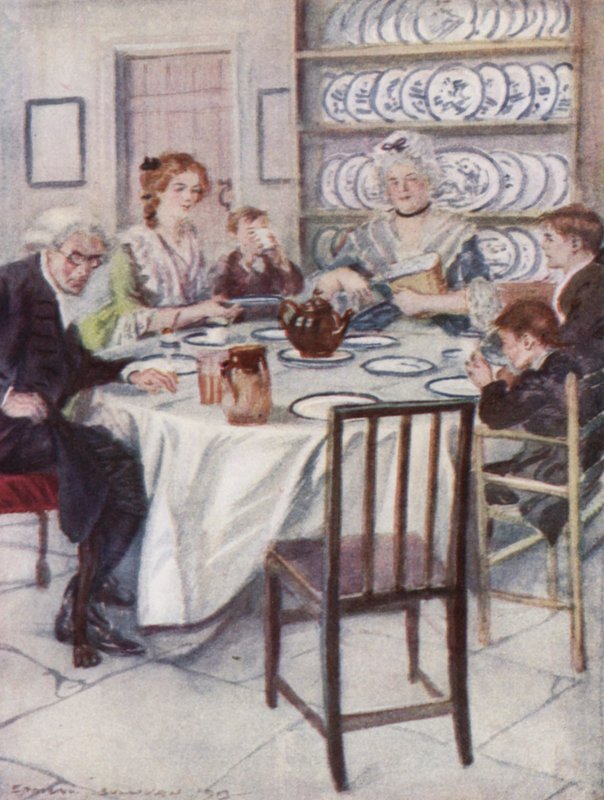 Illusztráció: Oliver Goldsmith Wakefield helytartójához (színes litó) alkotó: Edmund Joseph Sullivan