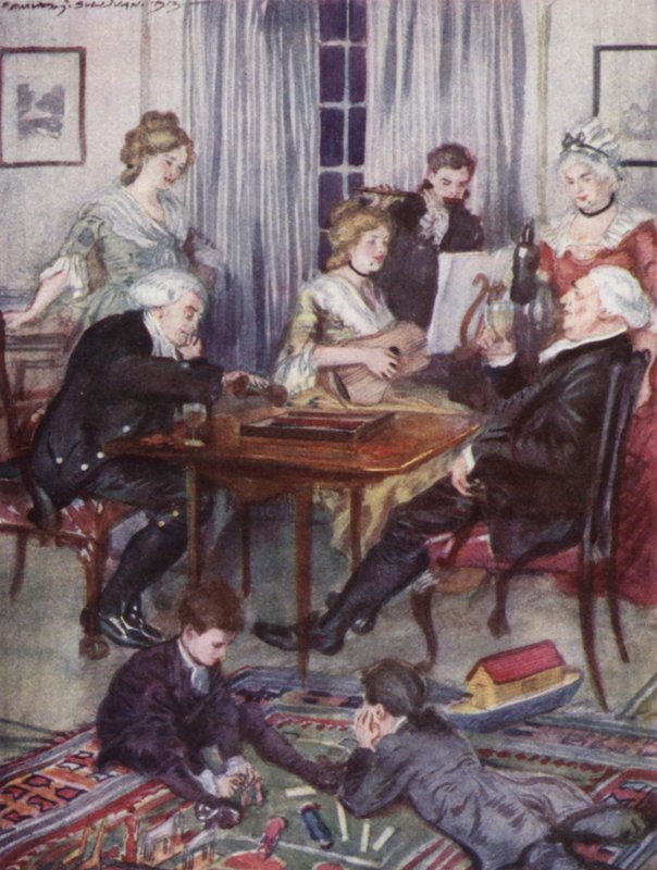 Illusztráció: Oliver Goldsmith Wakefield helytartójához (színes litó) alkotó: Edmund Joseph Sullivan