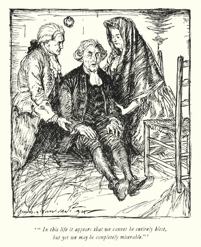 Illusztráció: Oliver Goldsmith, The Vicar of Wakefield (lithó) alkotó: Edmund Joseph Sullivan