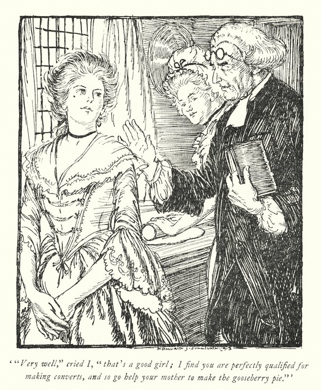 Illusztráció: Oliver Goldsmith, The Vicar of Wakefield (lithó) alkotó: Edmund Joseph Sullivan