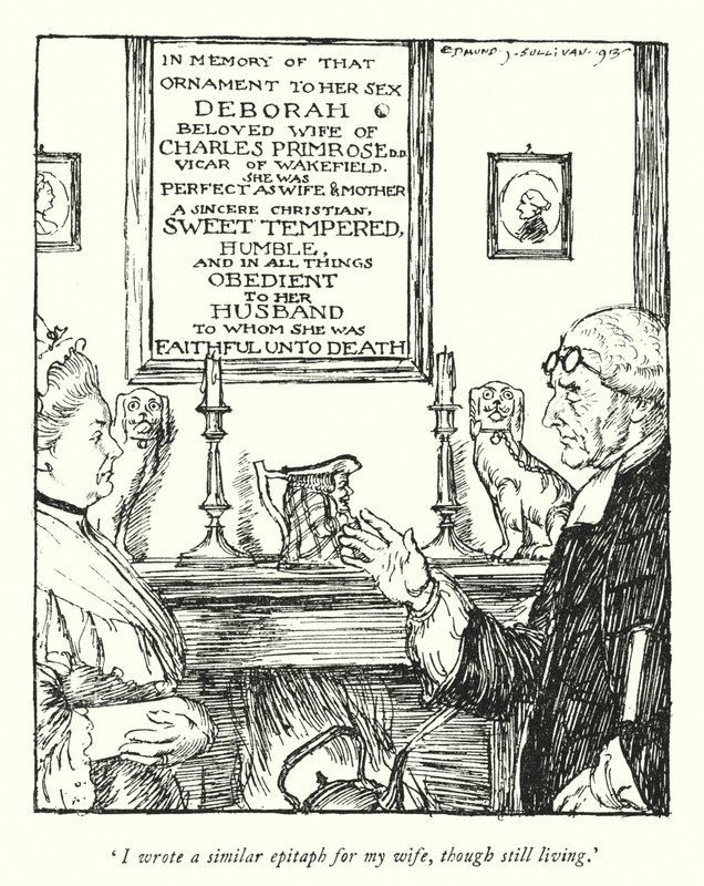 Illusztráció: Oliver Goldsmith, The Vicar of Wakefield (litho) alkotó: Edmund Joseph Sullivan