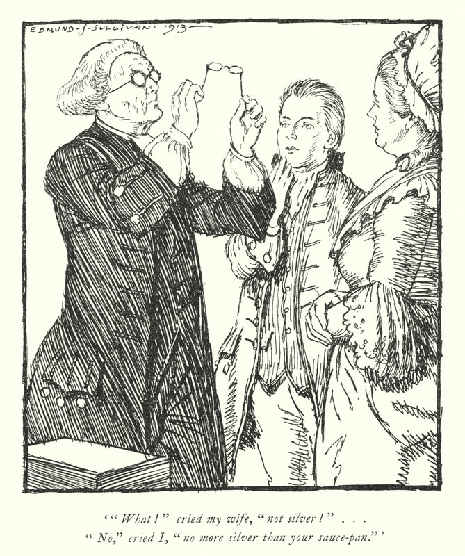 Illusztráció: Oliver Goldsmith, The Vicar of Wakefield (lithó) alkotó: Edmund Joseph Sullivan