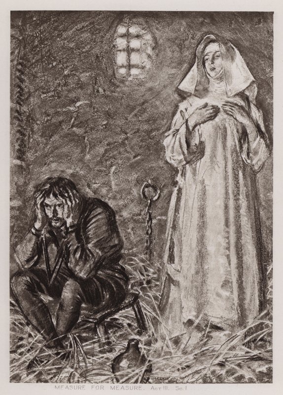 Measure for Measure, III. felvonás, Sc I (litho) alkotó: Edmund Joseph Sullivan
