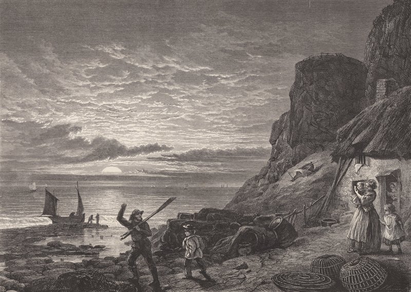 Halász apa és fia búcsúzik családjától (metszet) alkotó: Edmund Morison (after) Wimperis