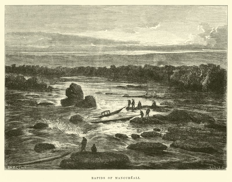 Rapids of Mancureal alkotó: Edouard Riou