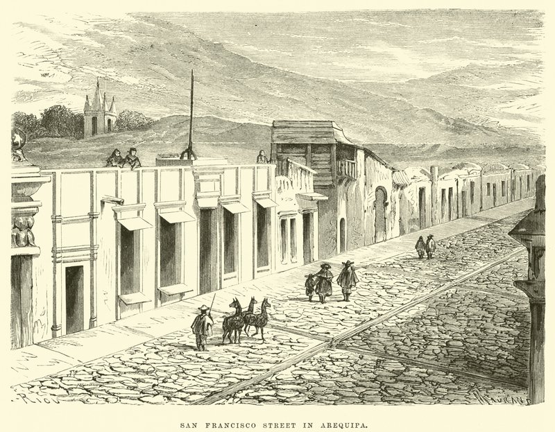 San Francisco Street Arequipában alkotó: Edouard Riou