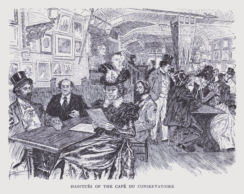 Bohém Párizs: A Cafe du Conservatoire szokásai (litho) alkotó: Edouard Alfred (1875 1954) Cucuel