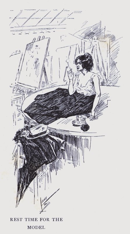 Bohém Párizs: Pihenőidő a modellnek (litográfia) alkotó: Edouard Alfred (1875 1954) Cucuel