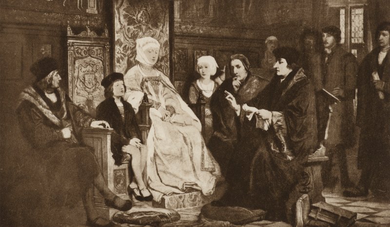 Erasmus felolvasás az ifjú V. Károly császárnak, Brüsszel alkotó: Edouard Jean Conrad (after) Hamman