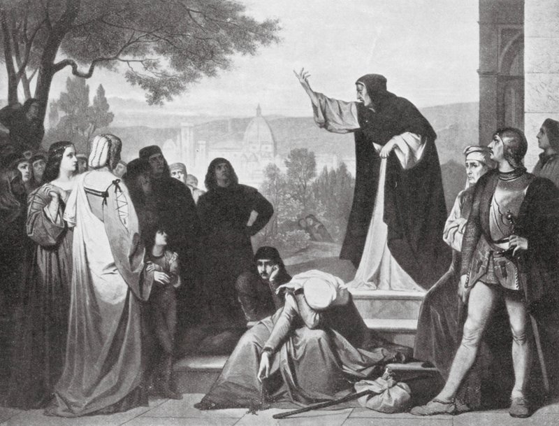 Savonarola prédikációja (litó) alkotó: Edouard Jean Conrad (after) Hamman