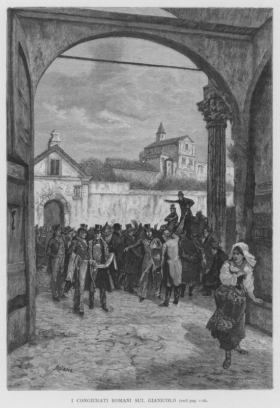 A római konjurátusok a Janiculum-hegyen (metszet) alkotó: Edouardo Matania