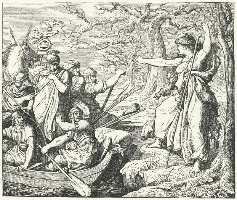 Nero Claudius Drusus római hadvezér az Elba folyón, ie 9 alkotó: Eduard Bendemann