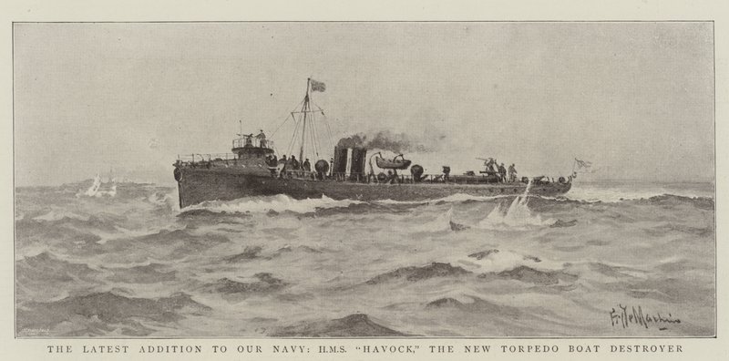 A haditengerészetünk legújabb tagja, a HMS Havock, az új torpedóromboló romboló alkotó: Eduardo de Martino
