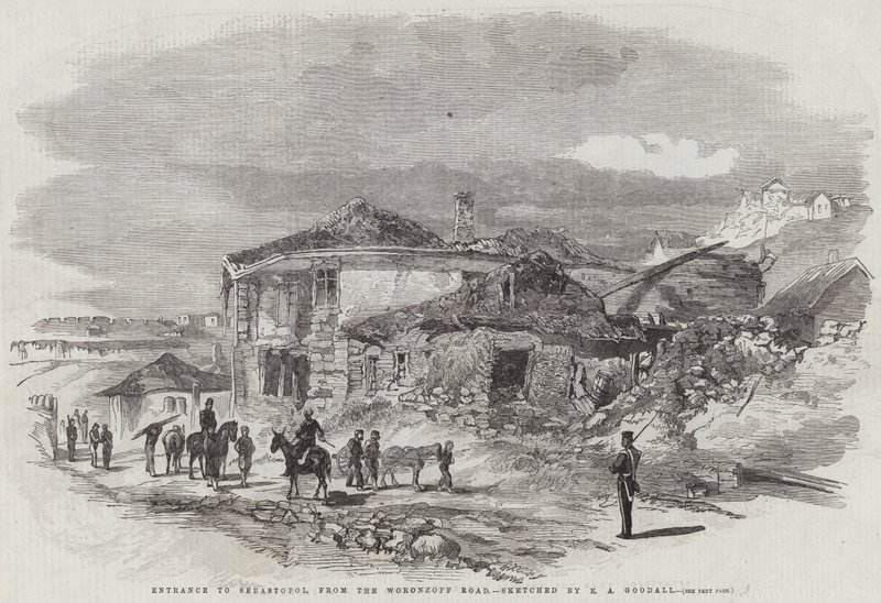 Sebastopol bejárata a Woronzoff út felől alkotó: Edward Angelo Goodall