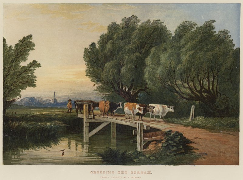 Átkelés a patakon (chromolitho) alkotó: Edward Duncan
