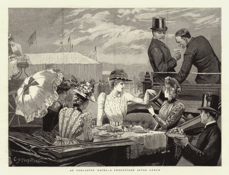 A Doncaster Racesen, nyereményjáték ebéd után alkotó: Edward Frederick Brewtnall