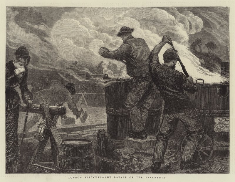 Londoni vázlatok, a járdák csatája alkotó: Edward Frederick Brewtnall
