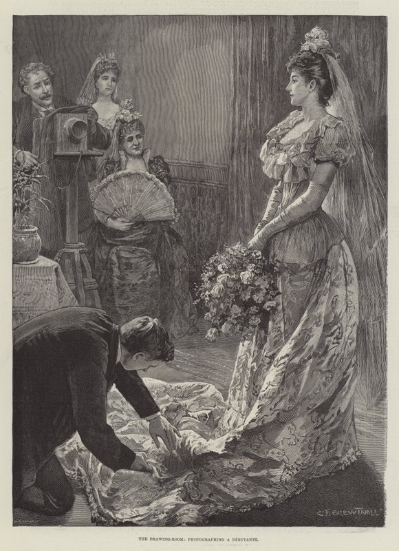 A rajzterem, egy debütánsnő fotózása alkotó: Edward Frederick Brewtnall