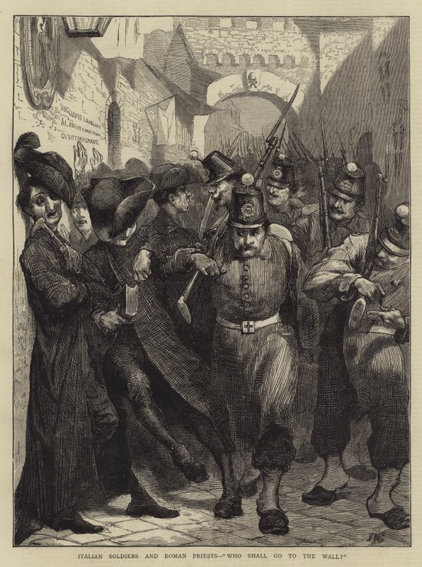 Olasz katonák és római papok, akik a falhoz mennek alkotó: Edward John Gregory