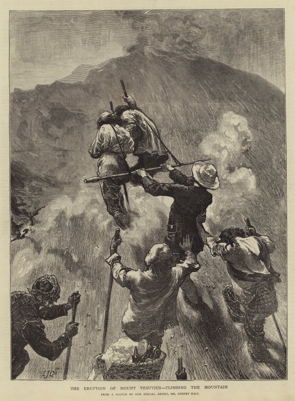 A Vezúv kitörése, a hegy megmászása alkotó: Edward John Gregory