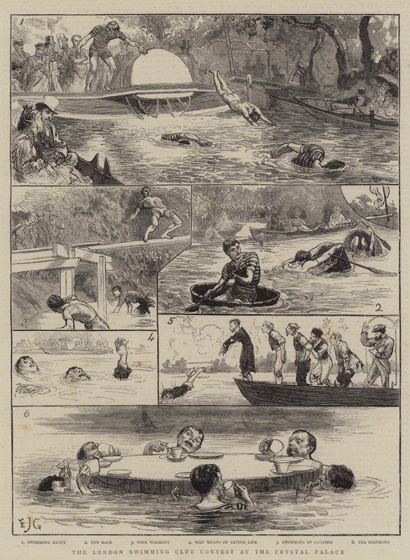 A Londoni Úszó Klub versenye a Crystal Palace-ban alkotó: Edward John Gregory
