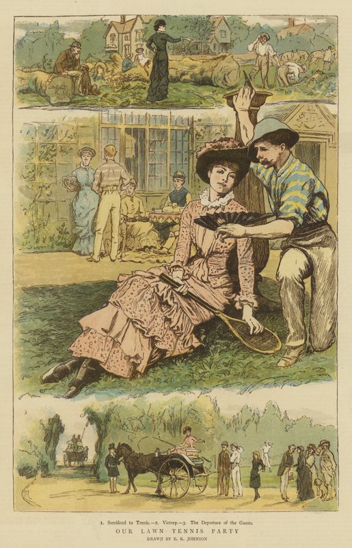 Gyepteniszpartink (chromolitho) alkotó: Edward Killingworth Johnson