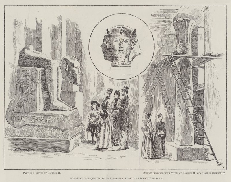 Egyiptomi régiségek a British Múzeumban, nemrég helyezték el alkotó: Edward Morant Cox