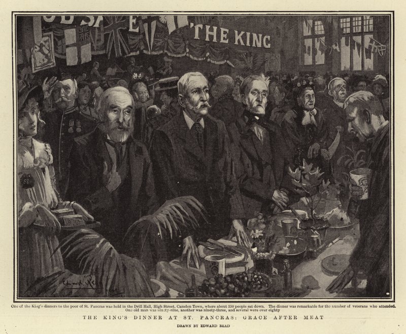 A király vacsorája a St Pancrasban, kegyelem a hús után alkotó: Edward Read