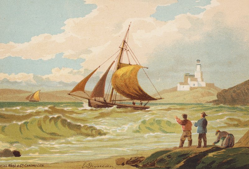 Elhaladás Whitby mellett (színes litográfia) alkotó: Edward (after) Duncan