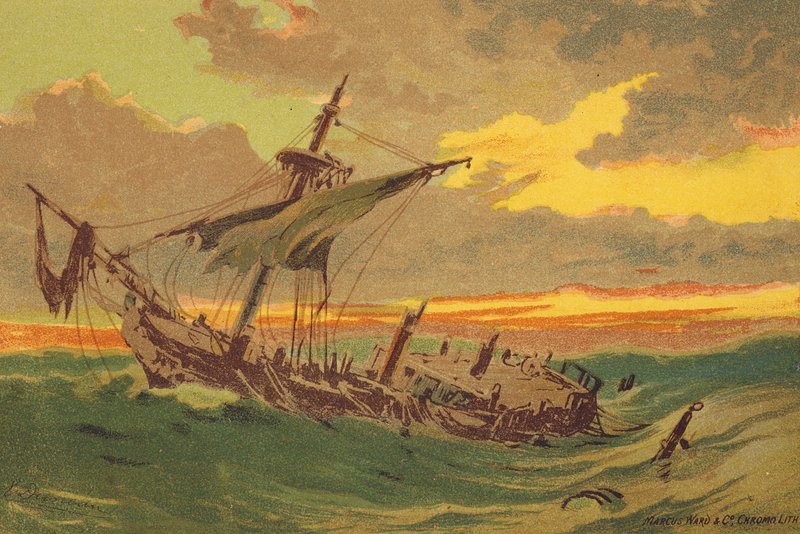 Az elhagyott hajó (színes litográfia) alkotó: Edward (after) Duncan