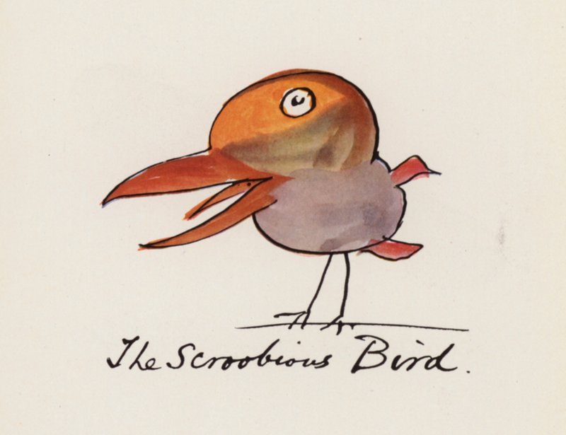 Edward Lear, A madárkönyv: A scroobios madár (színes litho) alkotó: Edward (after) Lear