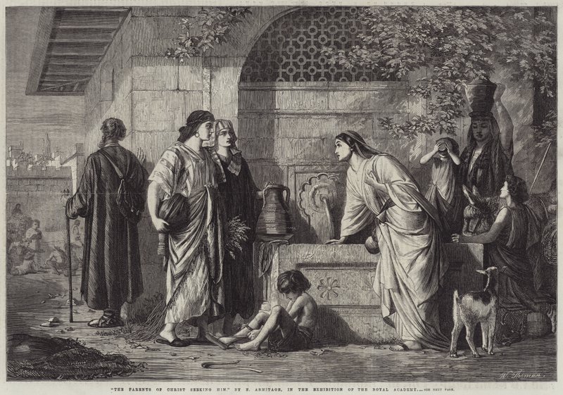 Krisztus Szülei őt keresik alkotó: Edward A. Armitage