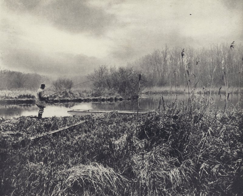 Egy januári este a teszten (fekete-fehér fotó) alkotó: Edward Alfred Barton