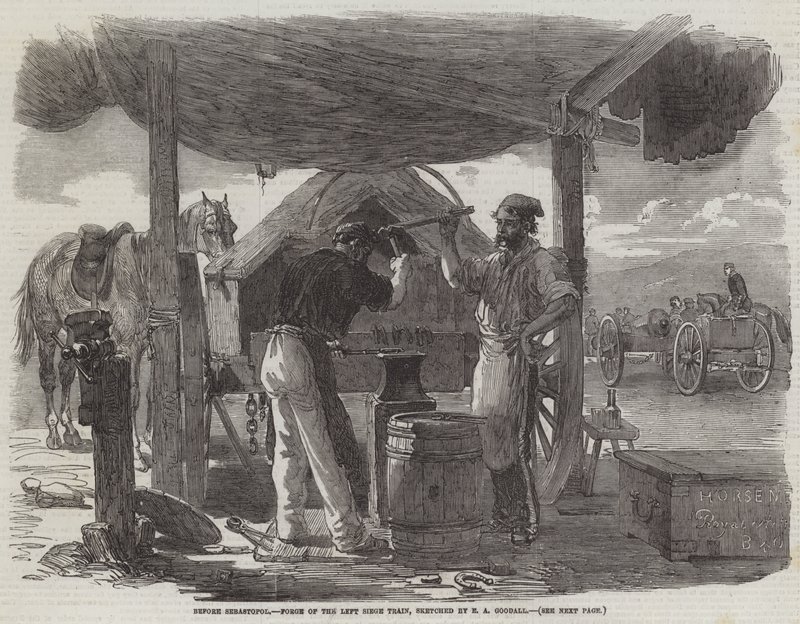 Sebastopol előtt, a baloldali ostromvonat kovácsa alkotó: Edward Angelo Goodall
