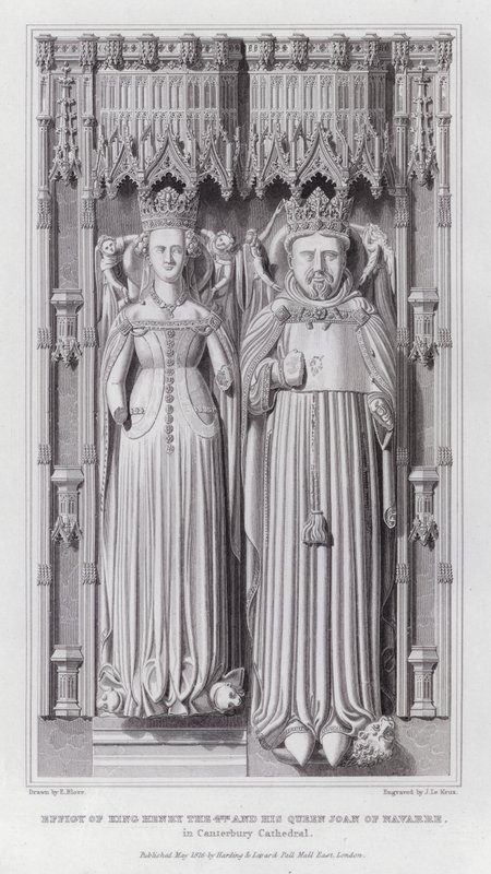4. Henrik király és Navarrai Johanna királynő képmása a canterburyi katedrálisban (metszet) alkotó: Edward Blore