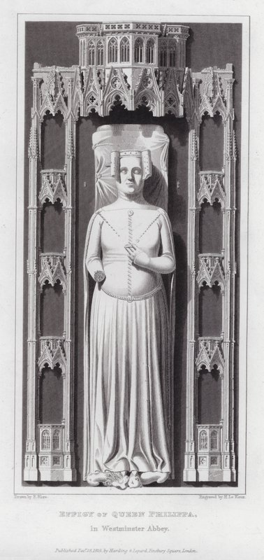 Philippa királynő képmása a Westminster Abbey-ben (metszet) alkotó: Edward Blore