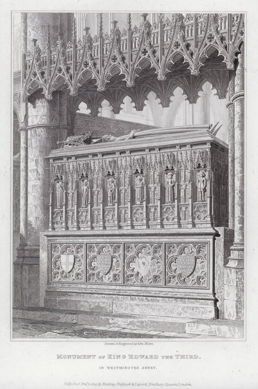 Harmadik Edward király emlékműve a Westminster Abbeyben (metszet) alkotó: Edward Blore